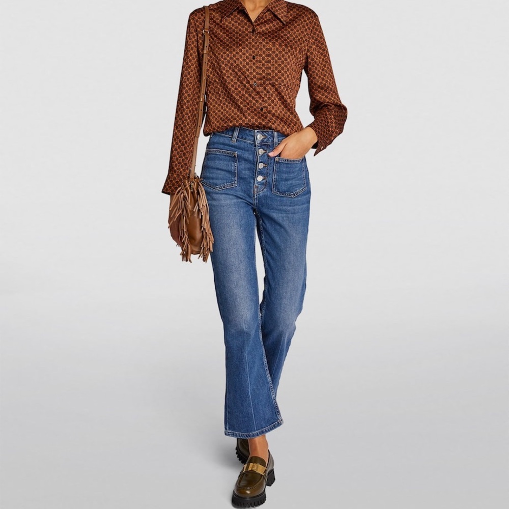 MAJE Blue Button-Up Flared Jeans